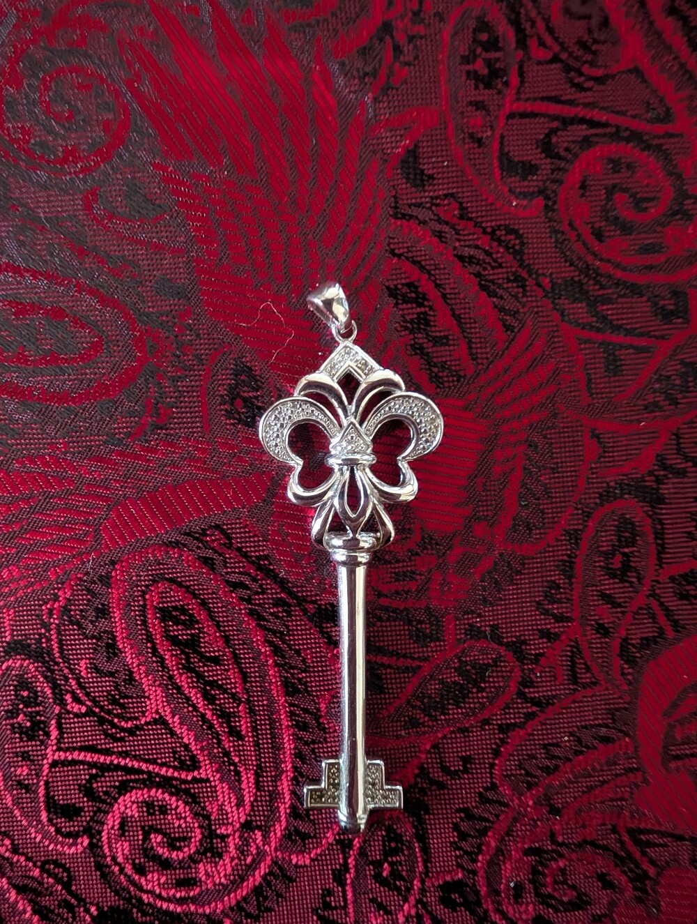 Sterling Silver 925 Fleur-de-Lis Key Pendant